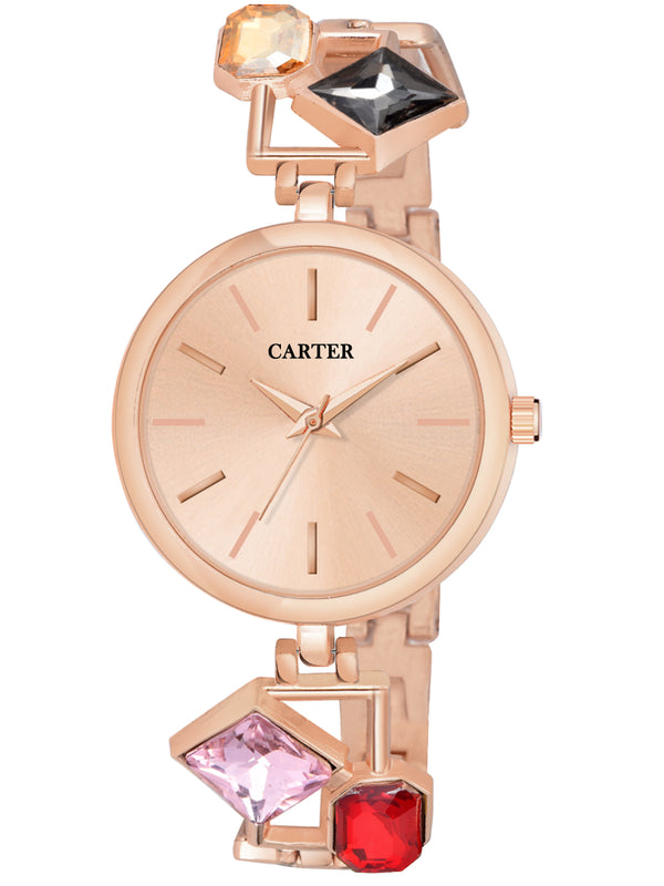 Sandy D Carter Metal Rose Gold Analogue Round Watches for Women_Sandy D Carter-128-RG