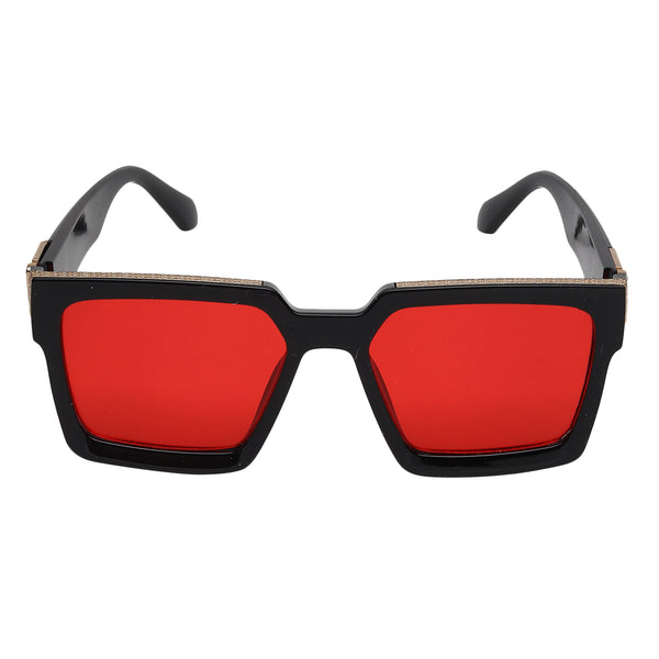 Celebrity Black Plastic Frame With Red UV Protected Lens Rectangular Sunglasses for Men & Women_CLIMB-08