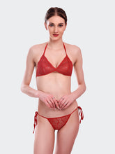 Fleurt Red Lycra Net Bikni Set I Lingerie Set - One Size (Free Size) For Women Fleurt-Set-208-NEW-RD