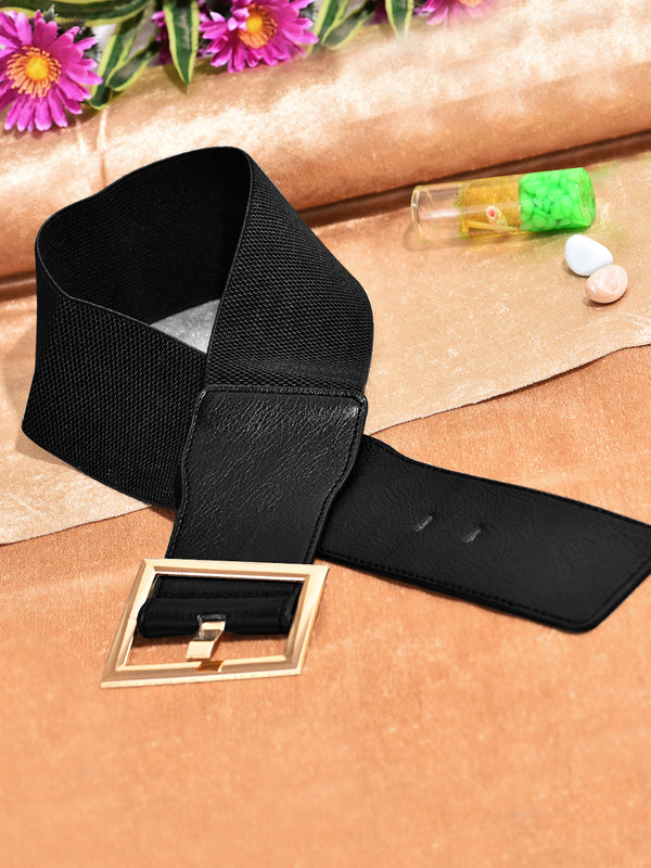 Sandy D Carter Women Black Synthetic Leather Stylish Waist Belt for Jeans & Dress SDC-027-BK