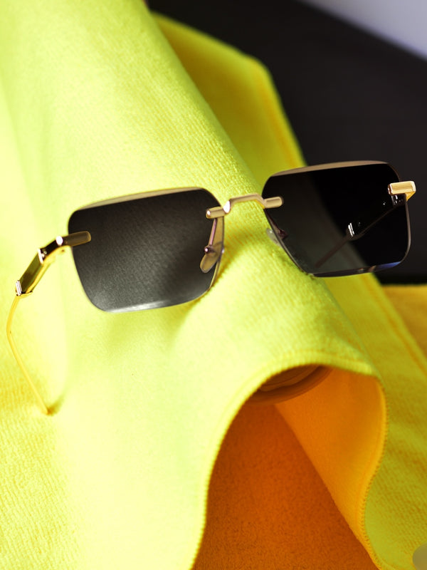 Celebrity Black Metal Frame With Black UV Protected Lens Browline Sunglasses for Unisex_2351-BK