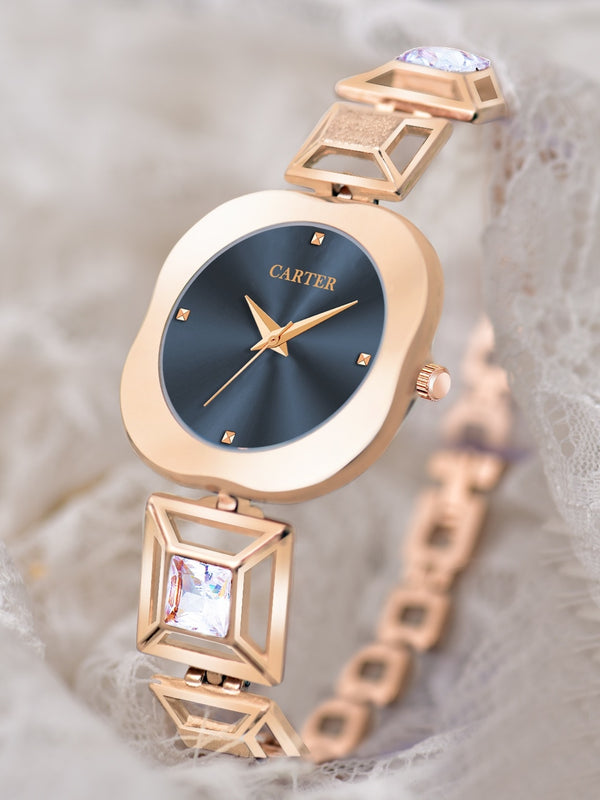 Sandy D Carter Metal Black Analogue Oval Watches for Women_Sandy D Carter-227-BK
