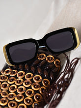 Celebrity Black Polycarbonate Frame With Black UV Protected Lens Browline Sunglasses for Unisex_437-BK