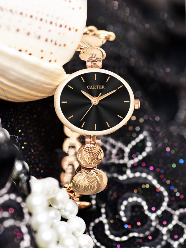 Sandy D Carter Metal Black Analogue Round Watches for Women_Sandy D Carter-209-BK