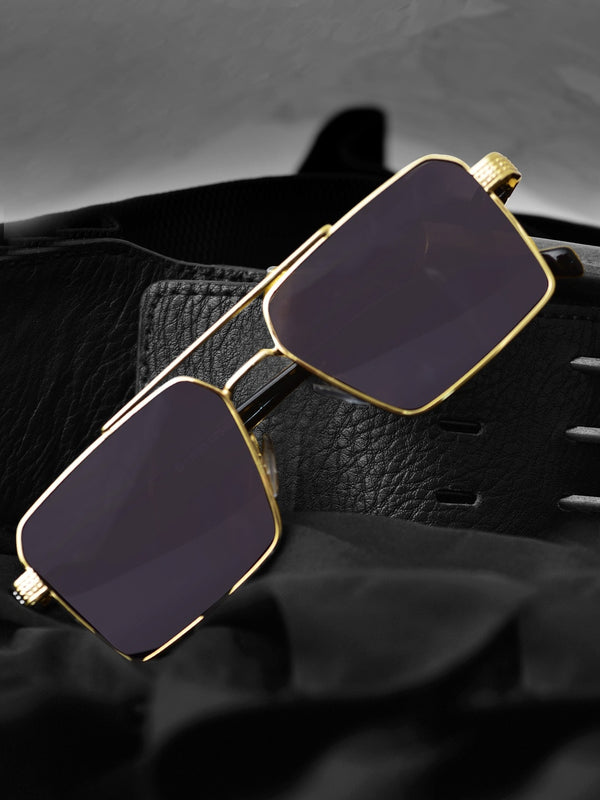 Celebrity Black Plastic and Metal Frame With Black UV Protected Lens Browline Sunglasses for Unisex_2331-BK