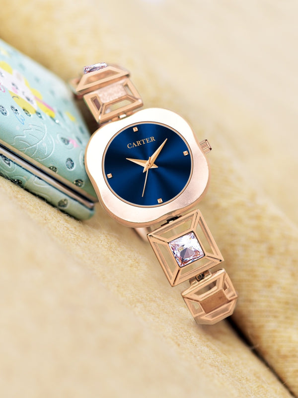 Sandy D Carter Metal Silver Analogue Oval Watches for Women_Sandy D Carter-229-SL