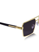 Celebrity Black Plastic and Metal Frame With Black UV Protected Lens Browline Sunglasses for Unisex_2331-BK