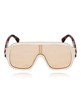 Celebrity White Polycarbonate Frame With Brown UV Protected Lens Oversized Sunglasses for Unisex_LH027-WH