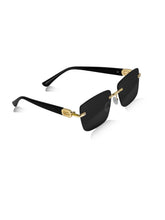 Celebrity Black Plastic and Metal Frame With Black UV Protected Lens Browline Sunglasses for Unisex_2371-BK