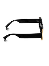 Celebrity Black Polycarbonate Frame With Black UV Protected Lens Browline Sunglasses for Unisex_437-BK