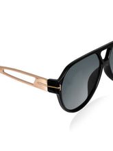 Celebrity Black Plastic and Metal Frame With Black UV Protected Lens Oversized Sunglasses for Unisex_LH027-BK