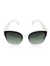 Celebrity White Polycarbonate Frame With Grey UV Protected Lens Browline Sunglasses for Unisex_LH100-WH
