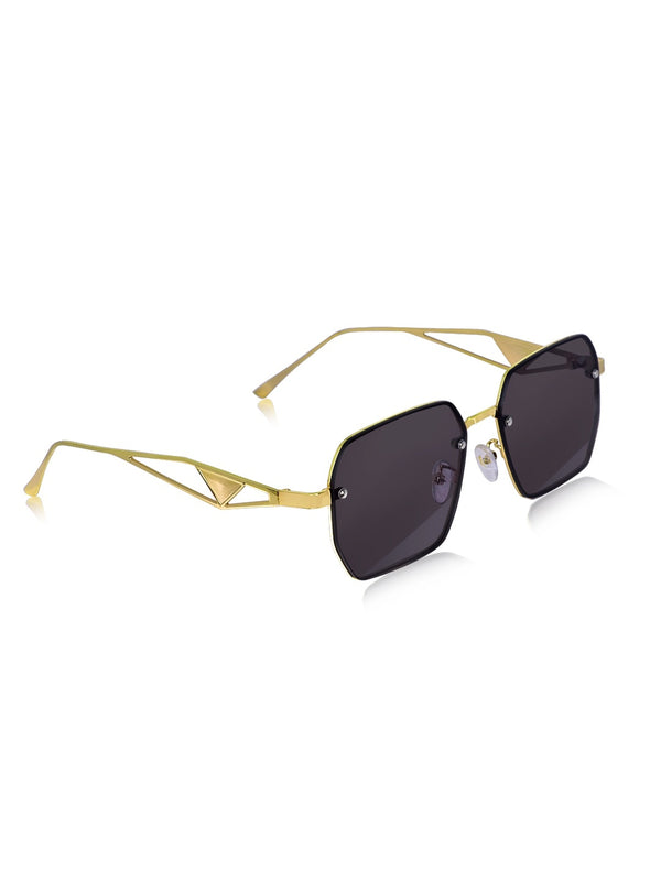 Celebrity Black Metal Frame With Black UV Protected Lens Browline Sunglasses for Unisex_2351-BK