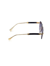 Celebrity Black Plastic and Metal Frame With Purple UV Protected Lens Browline Sunglasses for Unisex_2688-BK