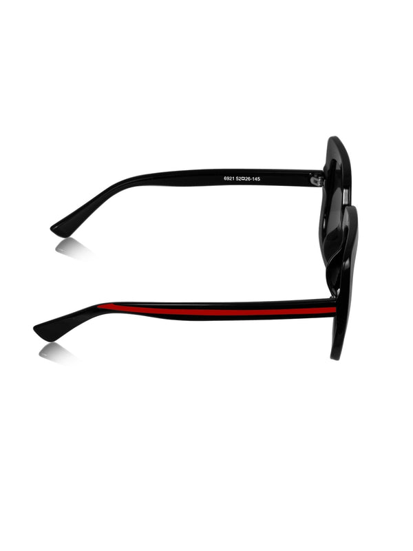 Celebrity Black Polycarbonate Frame With Black UV Protected Lens Oversized Sunglasses for Women_6921-BK