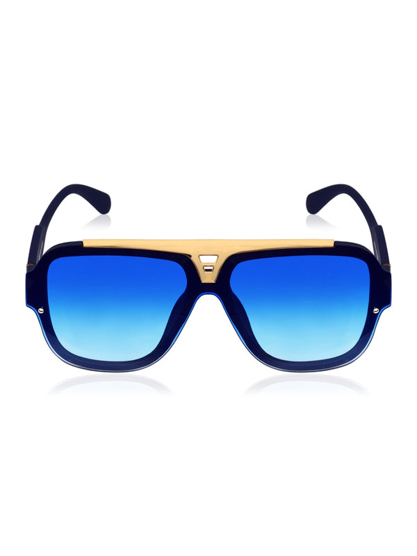 Celebrity Blue Polycarbonate Frame With Blue UV Protected Lens Oversized Sunglasses for Unisex_6956-BL