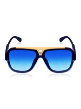 Celebrity Blue Polycarbonate Frame With Blue UV Protected Lens Oversized Sunglasses for Unisex_6956-BL