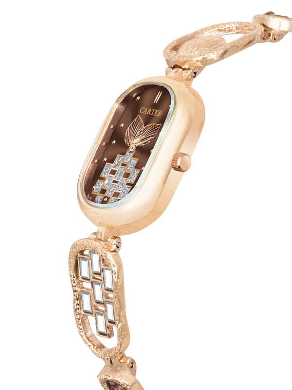 Sandy D Carter Metal Copper Analogue Rectangular Watches for Women_Sandy D Carter-211-CP