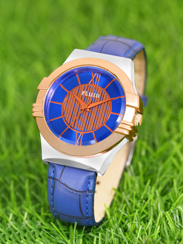 FLUID Blue Leather Strap Watches For Men FLWatch23-021-BL01