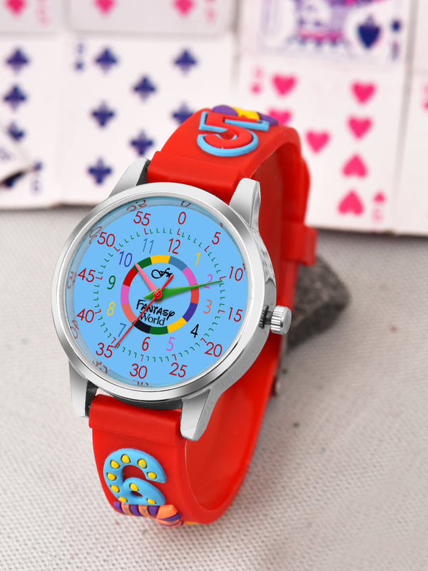 Fantasy World Red 3D Print Rubber Strap Time Teacher Analog Watch Boys & Girls FW-25-SL-13