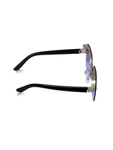 Celebrity Blue Plastic and Metal Frame With Blue UV Protected Lens Browline Sunglasses for Unisex_2323-BK