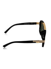 Celebrity Black Polycarbonate Frame With Black UV Protected Lens Browline Sunglasses for Unisex_LH132-BK