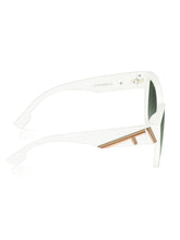 Celebrity White Polycarbonate Frame With Grey UV Protected Lens Browline Sunglasses for Unisex_LH100-WH