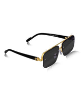 Celebrity Black Plastic and Metal Frame With Black UV Protected Lens Browline Sunglasses for Unisex_2306-BK