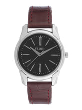 Fluid  Black Round Leather Strap Analog Watches for Women FLWatch24-751L-BK01