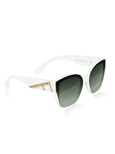 Celebrity White Polycarbonate Frame With Grey UV Protected Lens Browline Sunglasses for Unisex_LH100-WH