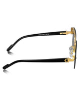 Celebrity Black Plastic and Metal Frame With Black UV Protected Lens Browline Sunglasses for Unisex_2306-BK