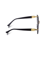 Celebrity Black Plastic and Metal Frame With Black UV Protected Lens Browline Sunglasses for Unisex_2371-BK