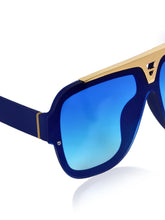 Celebrity Blue Polycarbonate Frame With Blue UV Protected Lens Oversized Sunglasses for Unisex_6956-BL