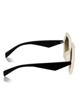 Celebrity White Polycarbonate Frame With Brown UV Protected Lens Browline Sunglasses for Women_LH109-WH