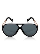 Celebrity Black Plastic and Metal Frame With Black UV Protected Lens Oversized Sunglasses for Unisex_LH027-BK