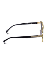 Celebrity Black Plastic and Metal Frame With Black UV Protected Lens Browline Sunglasses for Unisex_2331-BK