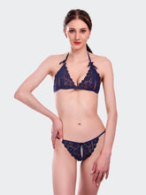 Fleurt Navy Blue Lycra Net Bikni Set I Lingerie Set - One Size (Free Size) For Women Fleurt-Set-206-N.BL