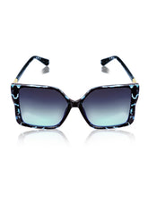 Celebrity Blue Polycarbonate Frame With Blue UV Protected Lens Oversized Sunglasses for Women_428-BL