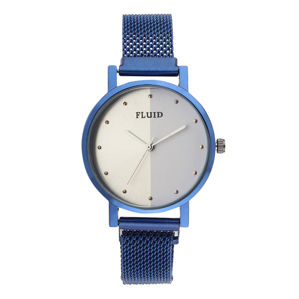 Fluid  Blue Round Allow Strap Analog Watches for Women FLWatch24-Mag-BL-07