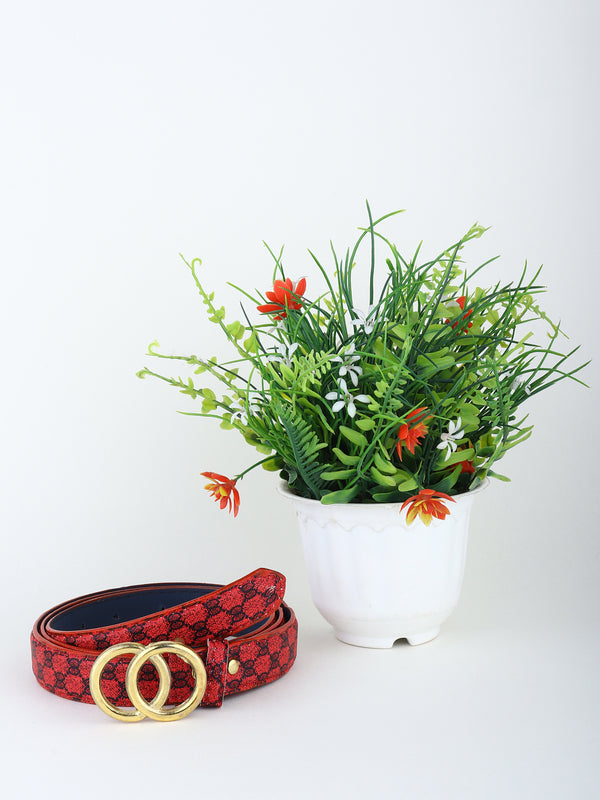 Sandy D Carter Women Red Synthetic Leather Waist Belt for Jeans & Formal Paint SDC-22-541-RD