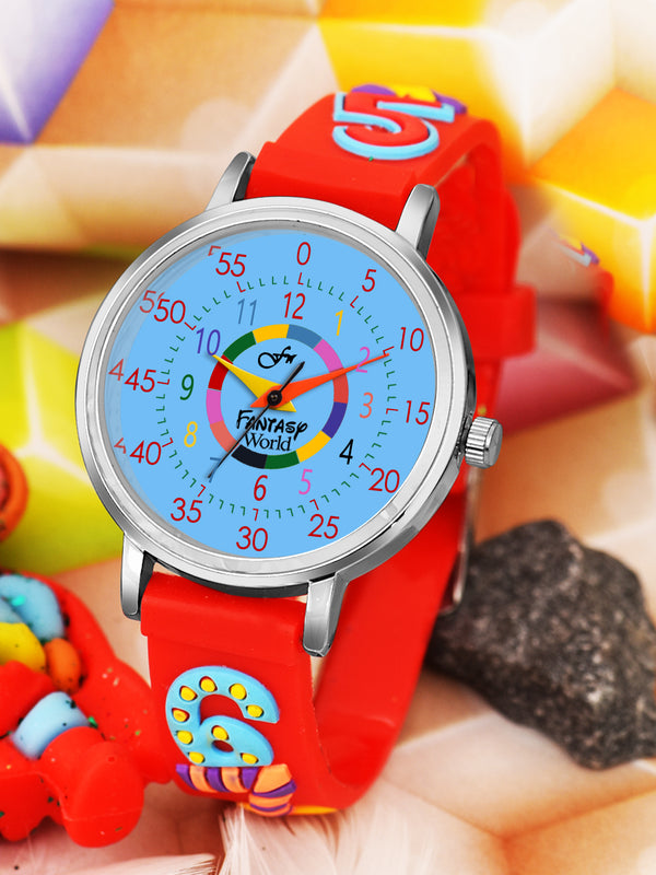 Fantasy World Red 3D Print Rubber Strap Time Teacher Analog Watch Boys & Girls FW-25-SL-10
