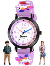 Fantasy World Purple 3D Print Rubber Strap Time Teacher Analog Watch Boys & Girls FW-25-BK-12