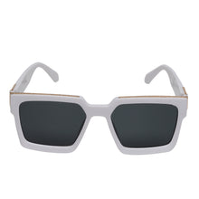 Celebrity White Plastic Frame With Black UV Protected Lens Rectangular Sunglasses for Men & Women_CLIMB-01