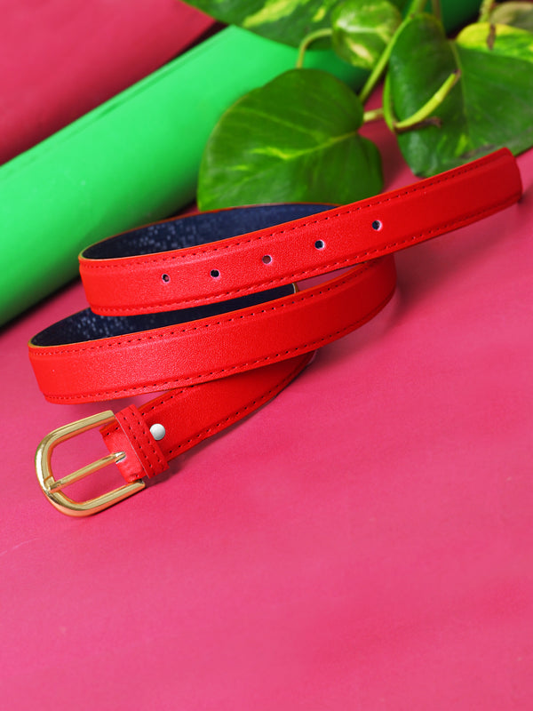 Sandy D Carter Women Red Artificial Leather Waist Belt for Jeans & Formal Paint SDC-032-RD