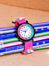 Fantasy World Pink 3D Print Rubber Strap Time Teacher Analog Watch Boys & Girls FW-25-BK-08