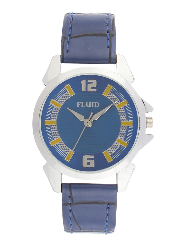 Fluid  Blue Round Leather Strap Analog Watches for Women FLWatch24-743L-BL01