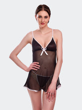 Fleurt Black Spendex Net Baby Doll Dress for Women HOBF-BD-155-BK