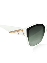 Celebrity White Polycarbonate Frame With Grey UV Protected Lens Browline Sunglasses for Unisex_LH100-WH