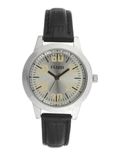 Fluid  Silver Round Leather Strap Analog Watches for Women FLWatch24-744L-SL01