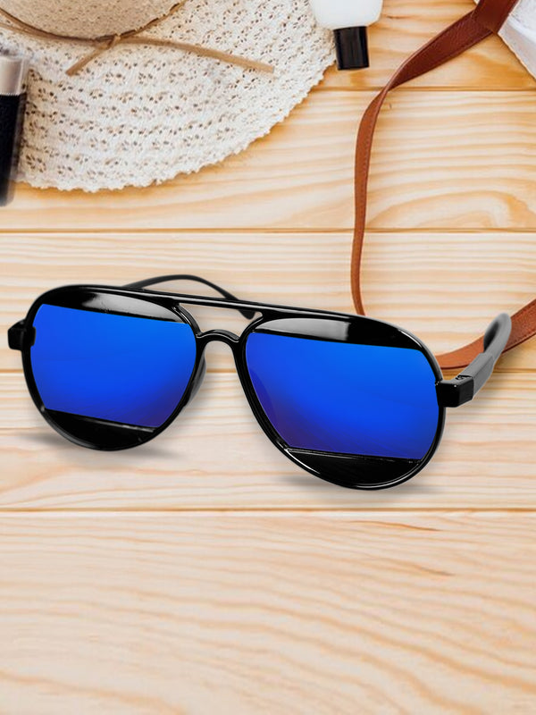 CELEBRITY Full Rim Black Plastic Frame With Blue UV Protected Lens Avaitor Sunglasses for Men_VO2601